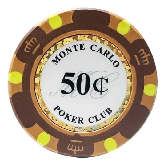 Brown Monte Carlo Poker Chips - 50 cent