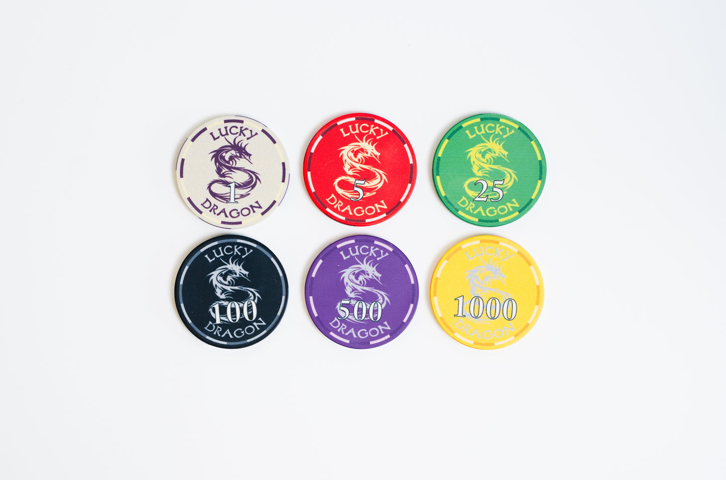 1000 Lucky Dragon Poker Chips with Acrylic Carrier