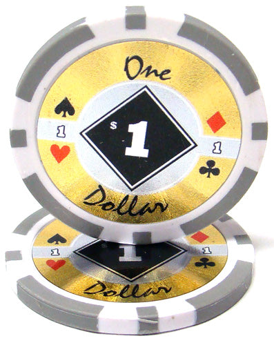 Gray Black Diamond Poker Chips - $1
