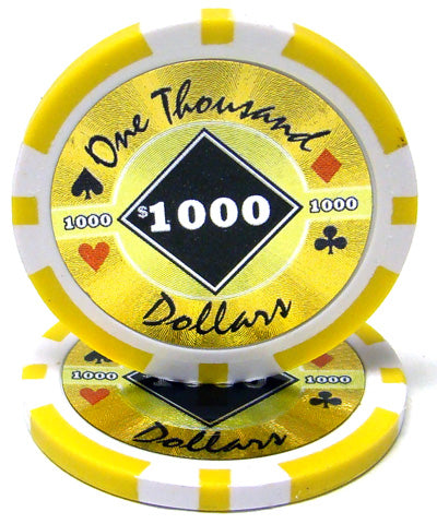 Yellow Black Diamond Poker Chips - $1,000