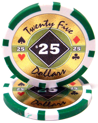 Green Black Diamond Poker Chips - $25