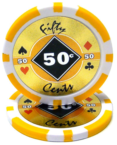 Orange Black Diamond Poker Chips - $0.50