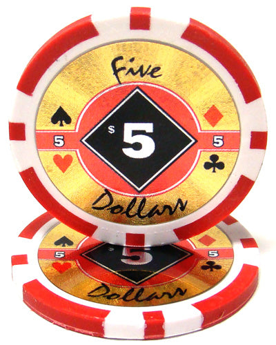 Red Black Diamond Poker Chips - $5
