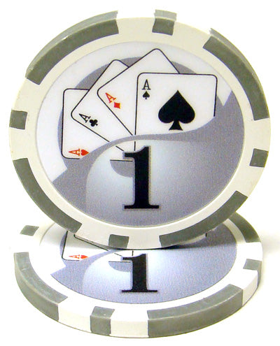 White Yin Yang Poker Chips - $1