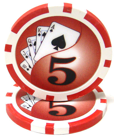 Red Yin Yang Poker Chips - $5