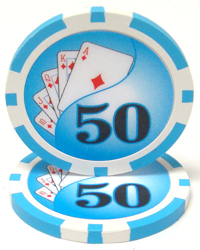 Light Blue Yin Yang Poker Chips - $50