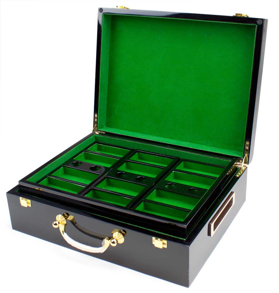 500 Piece Hi-Gloss Wooden Poker Chip Case