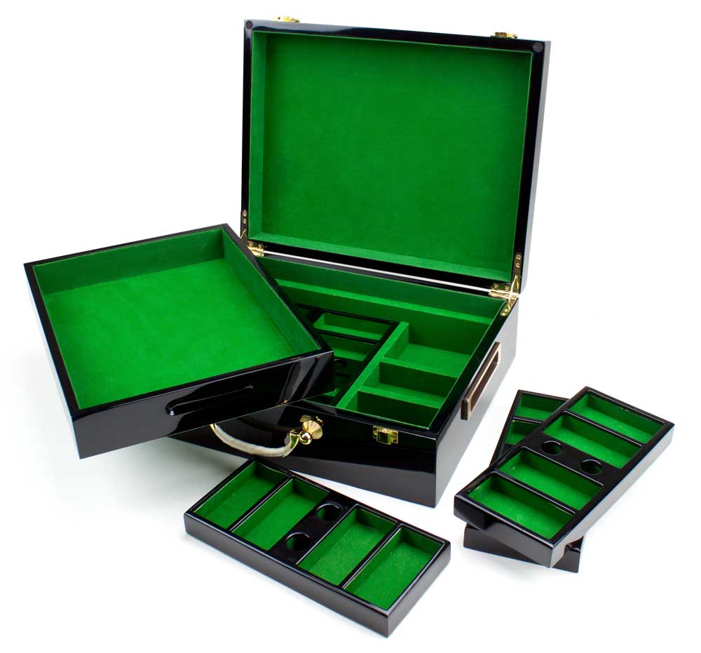 500 Piece Hi-Gloss Wooden Poker Chip Case