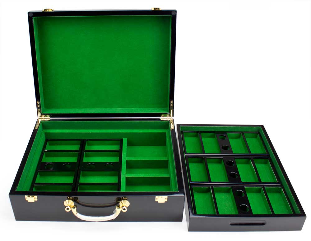 500 Piece Hi-Gloss Wooden Poker Chip Case