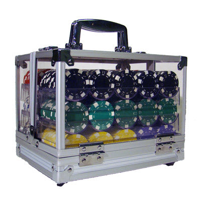 600 Striped Dice Poker Chips with Acrylic Carrier