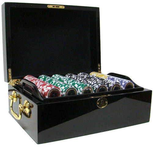 500 Black Diamond Poker Chips with Mahogany Case