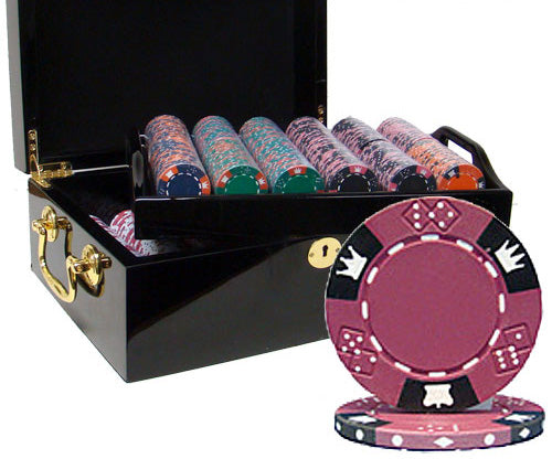 500 Crown and Dice Poker Chips with Mahogany Case