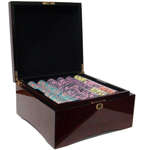 750 Crown and Dice Poker Chips with Mahogany Case