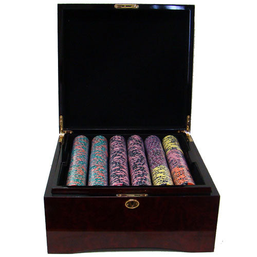 750 Crown and Dice Poker Chips with Mahogany Case