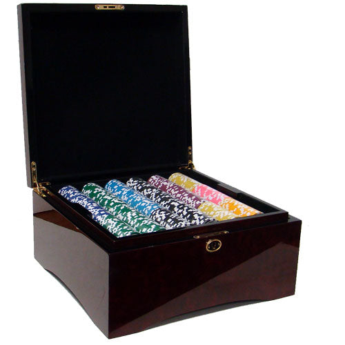 750 Hi Roller Poker Chips with Mahogany Case