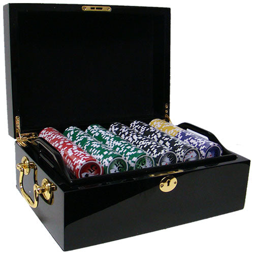 500 Yin Yang Poker Chips with Mahogany Case