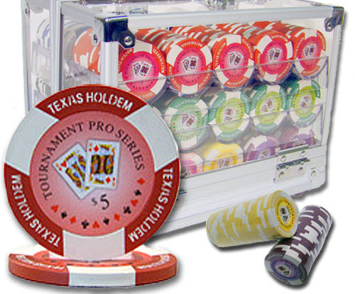 600 Tournament Pro Poker Chips with Acrylic Carrier