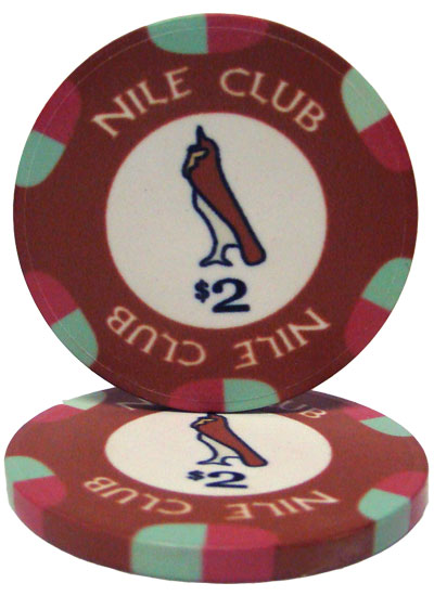 Maroon Nile Club Poker Chips - $2