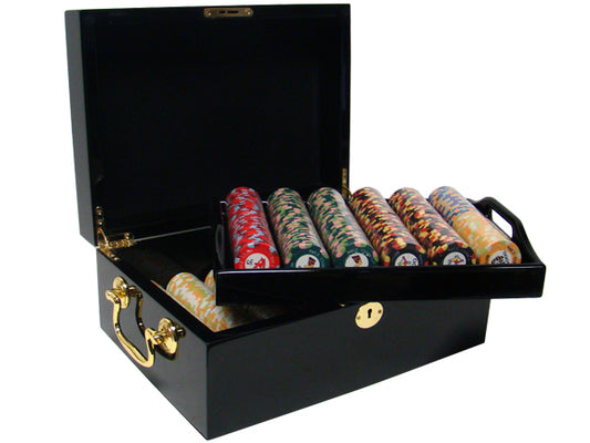 500 Nile Club Poker Chips with Mahogany Case