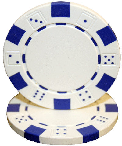 White Striped Dice Custom Hot Stamp Poker Chips