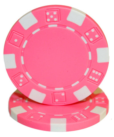 Pink Striped Dice Poker Chips