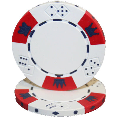 White Crown and Dice Poker Chips