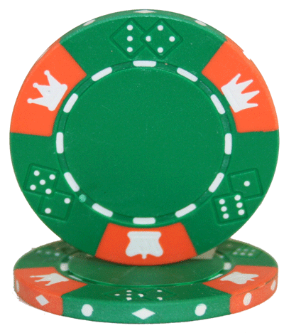 Green Crown and Dice Poker Chips