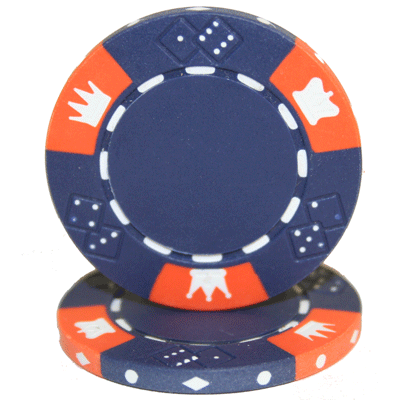 Blue Crown and Dice Poker Chips