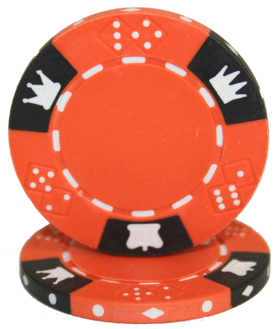 Orange Crown and Dice Poker Chips