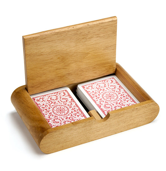 Two Deck Wooden Card Box