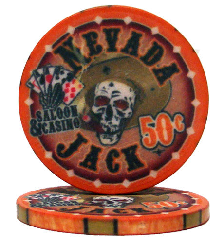 Orange Nevada Jack Poker Chips - $0.50