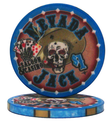 Blue Nevada Jack Poker Chips - $1
