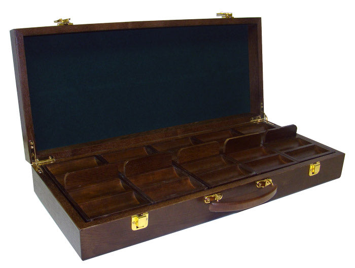 500 Piece Walnut Wooden Poker Chip Case