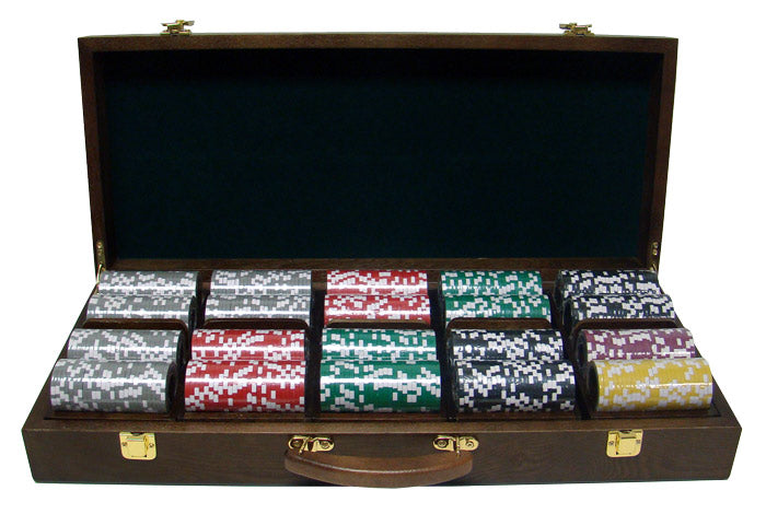 500 Ace Casino Poker Chips with Walnut Case