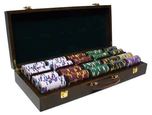 500 Kings Casino Poker Chips with Walnut Case