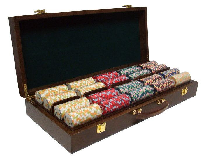 500 Nile Club Poker Chips with Walnut Case