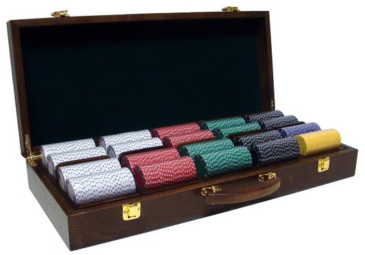 500 Suited Poker Chips with Walnut Case