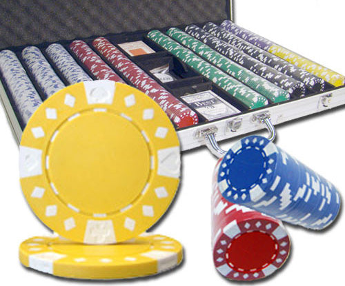 1000 Diamond Suited Poker Chips with Aluminum Case