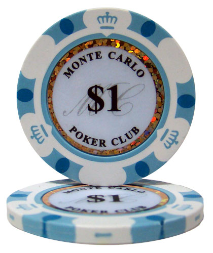 White Monte Carlo Poker Chips - $1