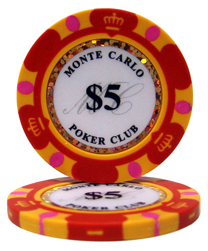 Red Monte Carlo Poker Chips - $5