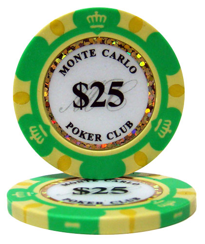 Green Monte Carlo Poker Chips - $25