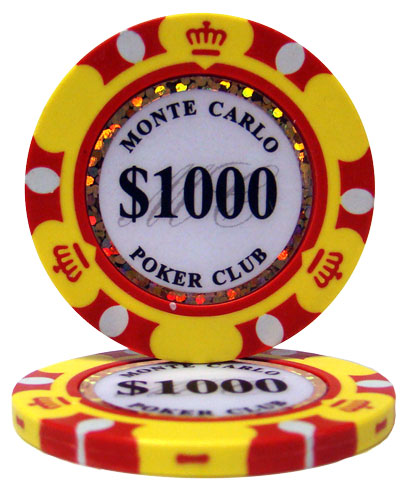 Yellow Monte Carlo Poker Chips - $1,000