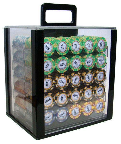 1000 Monte Carlo Poker Chips with Acrylic Carrier