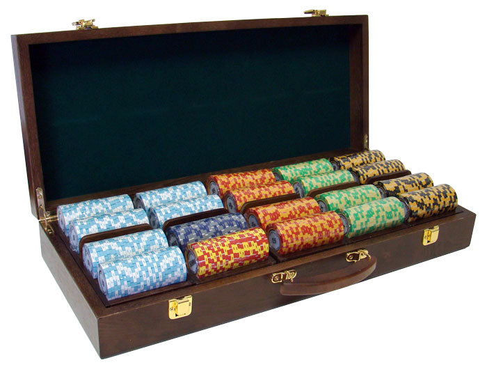 500 Monte Carlo Poker Chips with Walnut Case