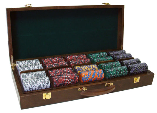 500 Ace King Suited Poker Chips with Walnut Case