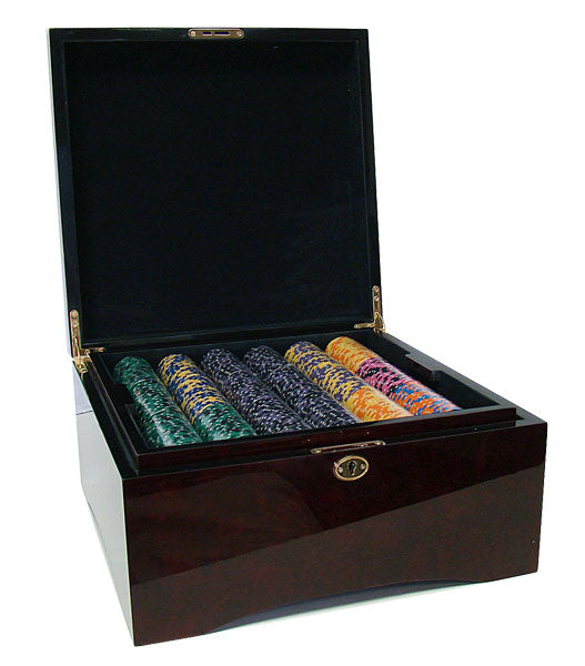 750 Ace King Suited Poker Chips with Mahogany Case