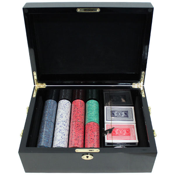500 Scroll Poker Chips with Mahogany Case