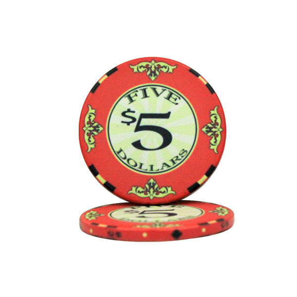 Red Scroll Poker Chips - $5