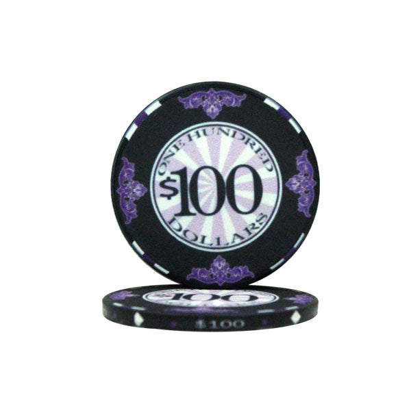 Black Scroll Poker Chips - $100