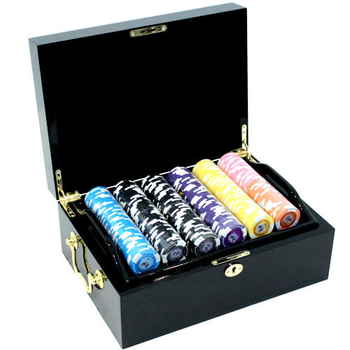 500 Tournament Pro Poker Chips with Mahogany Case